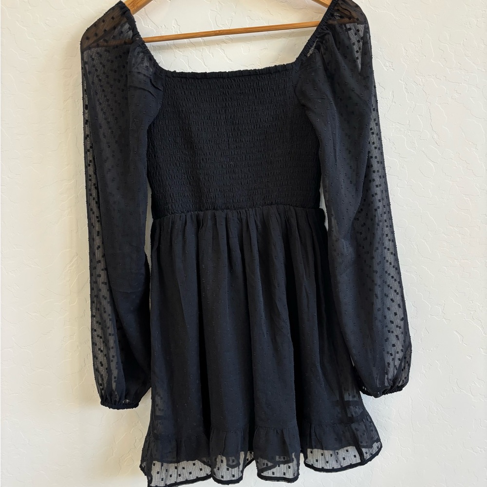 NWT Hollister Black Swiss Dot Corset Mini Dress - Long Sleeve Lace Detail, XS - Picture 3 of 13